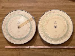 2 Rechenscheiben LOGA USTER-SCHWEIZ 75 RZ SWISS MADE