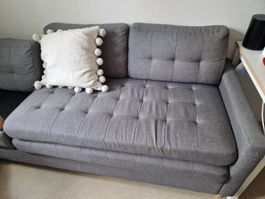 Graues Sofa, guter Zustand, L Form, 4 Kissen dazu
