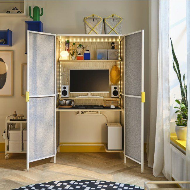 Ikea Bureaux: IKEA BRÄNNBOLL Bureau+séparateurs, gris clair – D'occasion à Riddes par IKEA_Riddes 1