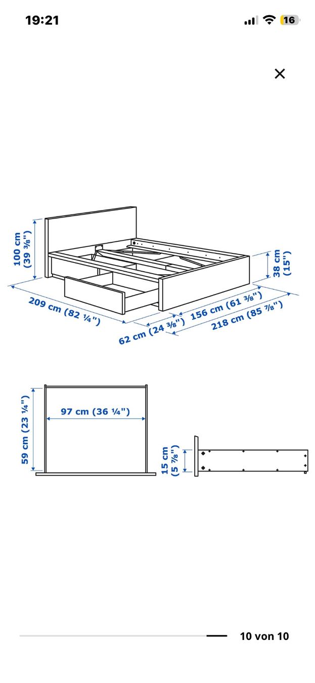 Ikea Letti: Bettgestell IKEA MALM 140x200 – Usato da Bern venduto da M.Honi 5