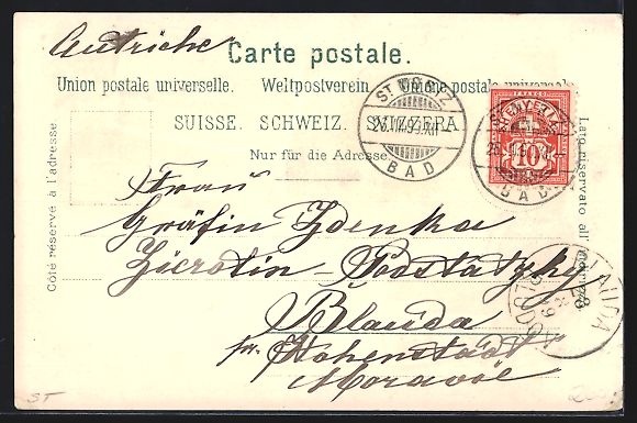 Cartoline postali: Litho St. Moritz, Dorfansicht u. Evgl. K – Usato da Berlin venduto da bartko-reher 1