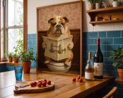 British Bulldog auf Toilette London News A4 Druck