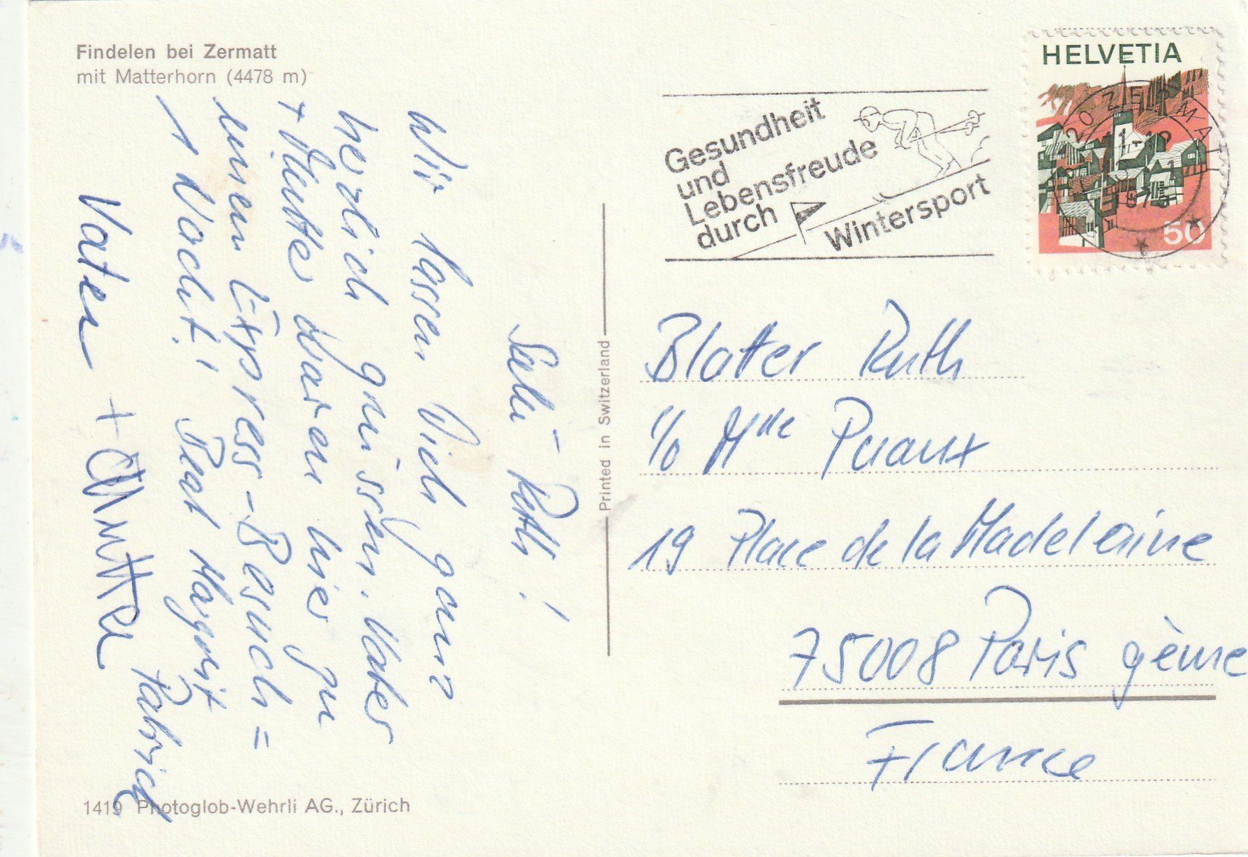 Cartoline postali: Findelen  - Matterhorn – Usato da Lumbrein venduto da made02 1