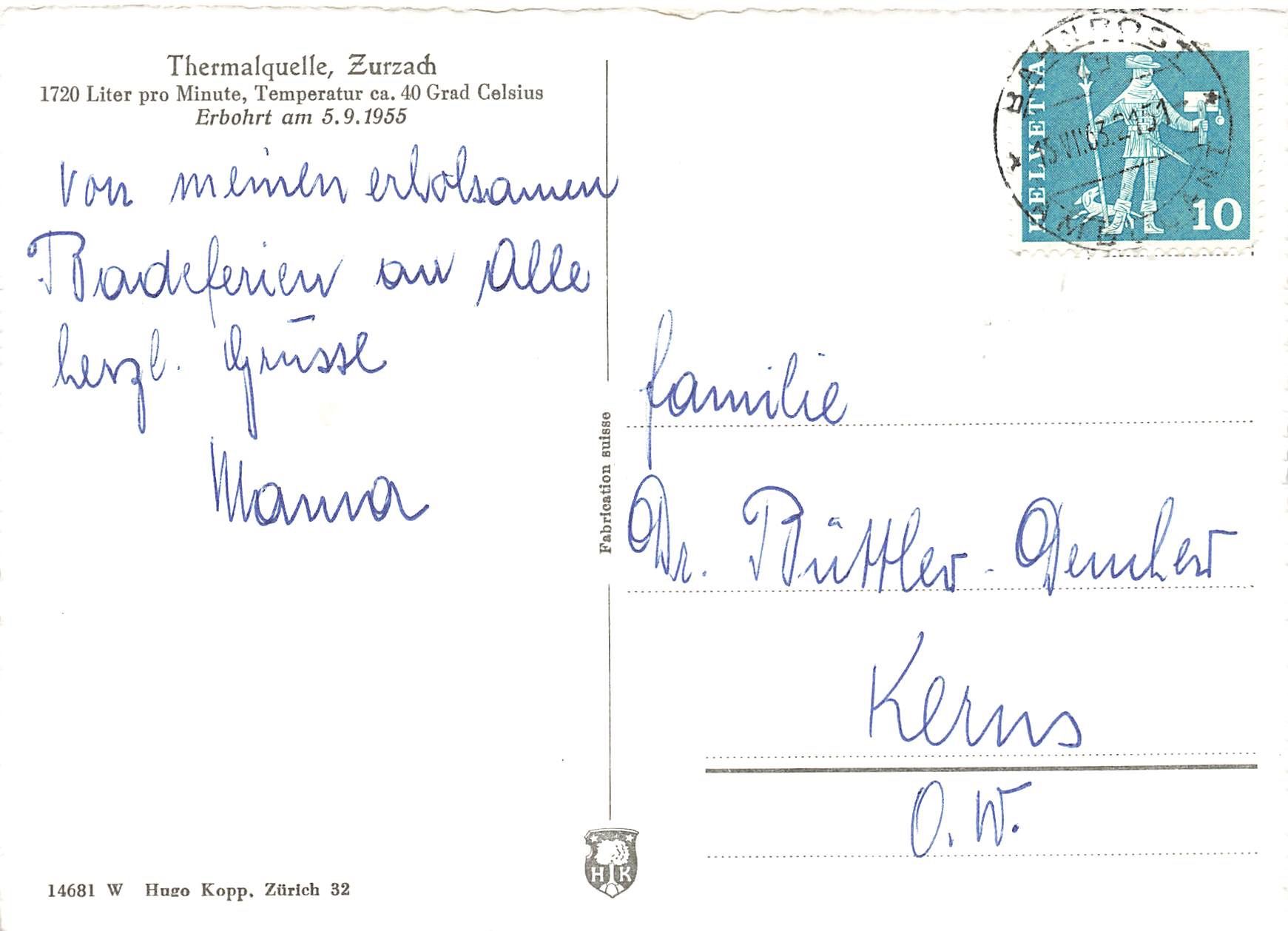 Cartoline postali: Zurzach thermalquelle G – Usato da Biasca venduto da Blenio71 1