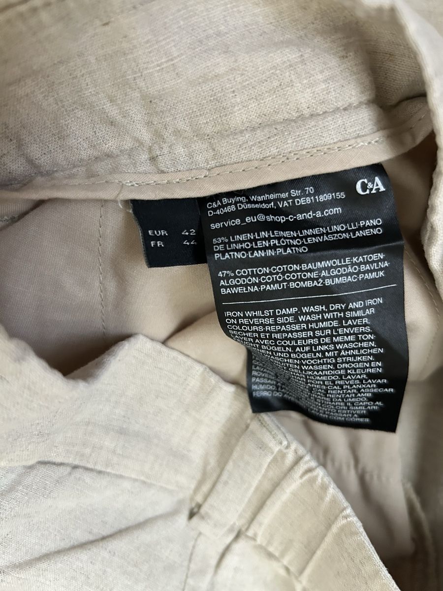C&A Pantaloni: Sandfarbene Leinenhose – Usato da Luzern venduto da leo_dp2d 3