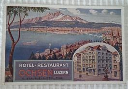 Luzern 1935  Hotel Ochsen  mit Blick auf Pilatus