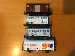 4x Liliput Güterwagen 3x SBB 1x BLS