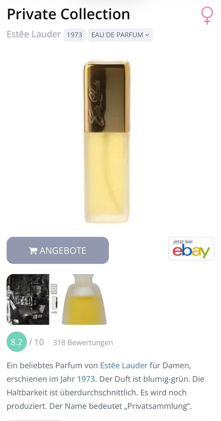 Estée Lauder Profumi & Eau de Toilette: Estee Lauder Eau De Private Collection Duftprobe 2ML – Usato da Zürich venduto da deruja 2