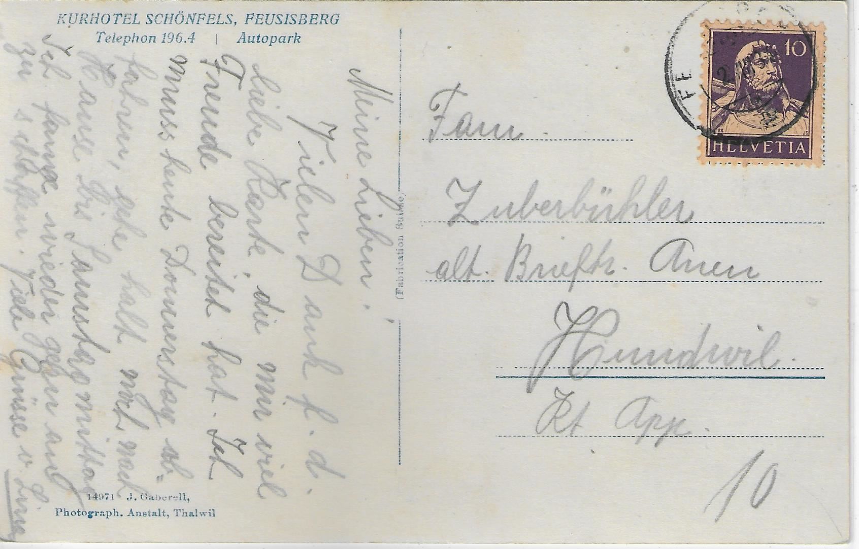 Cartoline postali: Kurhotel Schönfels - Feusisberg – Usato da Ettingen venduto da Kartenplanet 1