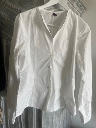 Weisses Designer Bluse Katharina Hovman, Top Zustand, Gr. 40