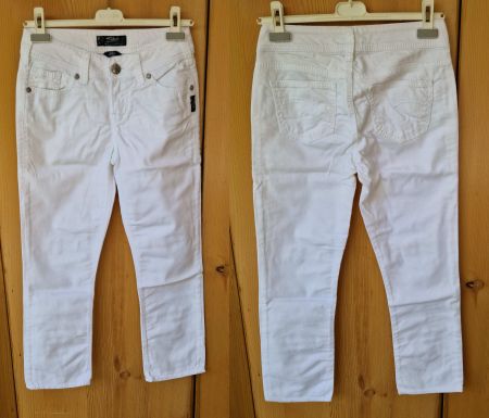Vintage SILVER Suki Capri-Jeans weiss Stretch W26 / 34 (SVT)