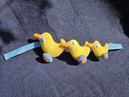 Kinderwagenkette Enten gelb Stoff Baby Born