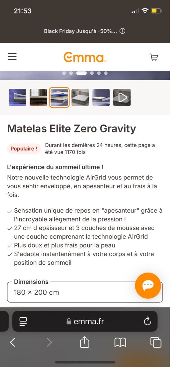 Emma Materassi: Matelas Emma Elite Zero Gravity 180x200 cm - Comme Neuf! – Nuovo e nell'imballaggio originale da Boécourt venduto da jor_5mmy 2