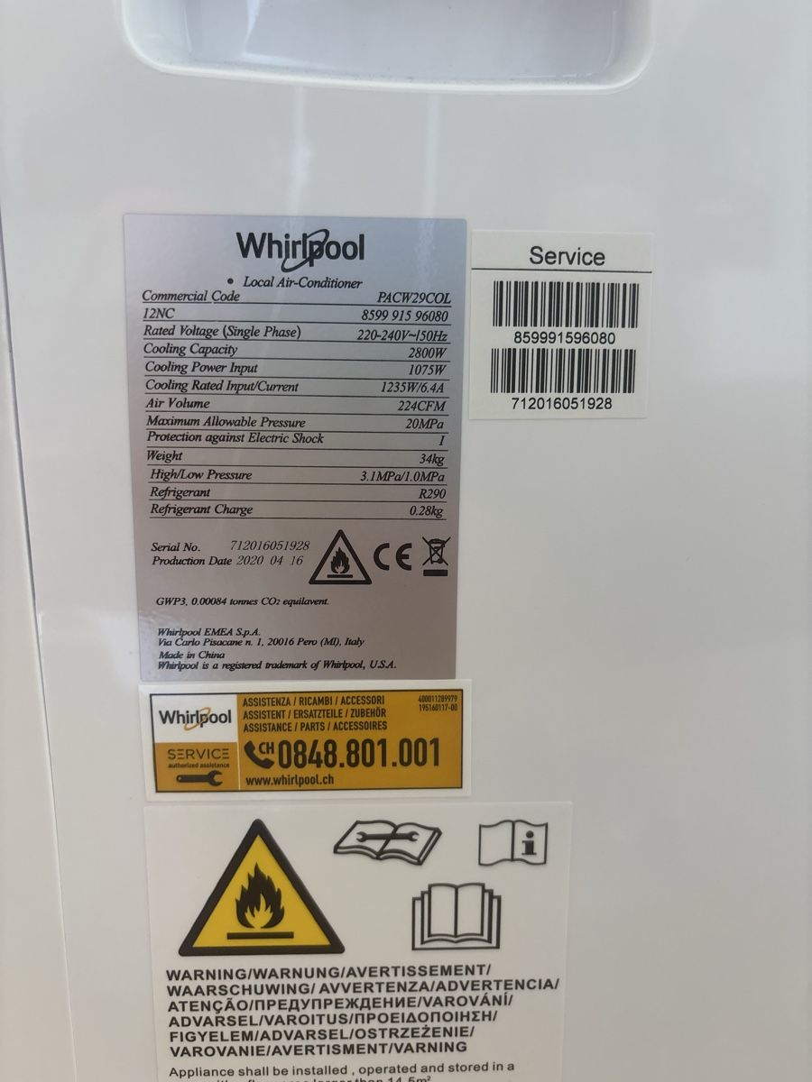 Whirlpool Condizionatori: Whirlpool Portable Airconditioner  – Usato da Genève venduto da dcl_7j5w 5