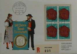 Numisbrief 150 Jahre Basel-Landschaft Feinsilbermünze 999.9