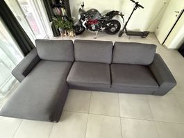 Ecksofa dunkelgrau Stoff guter Zustand