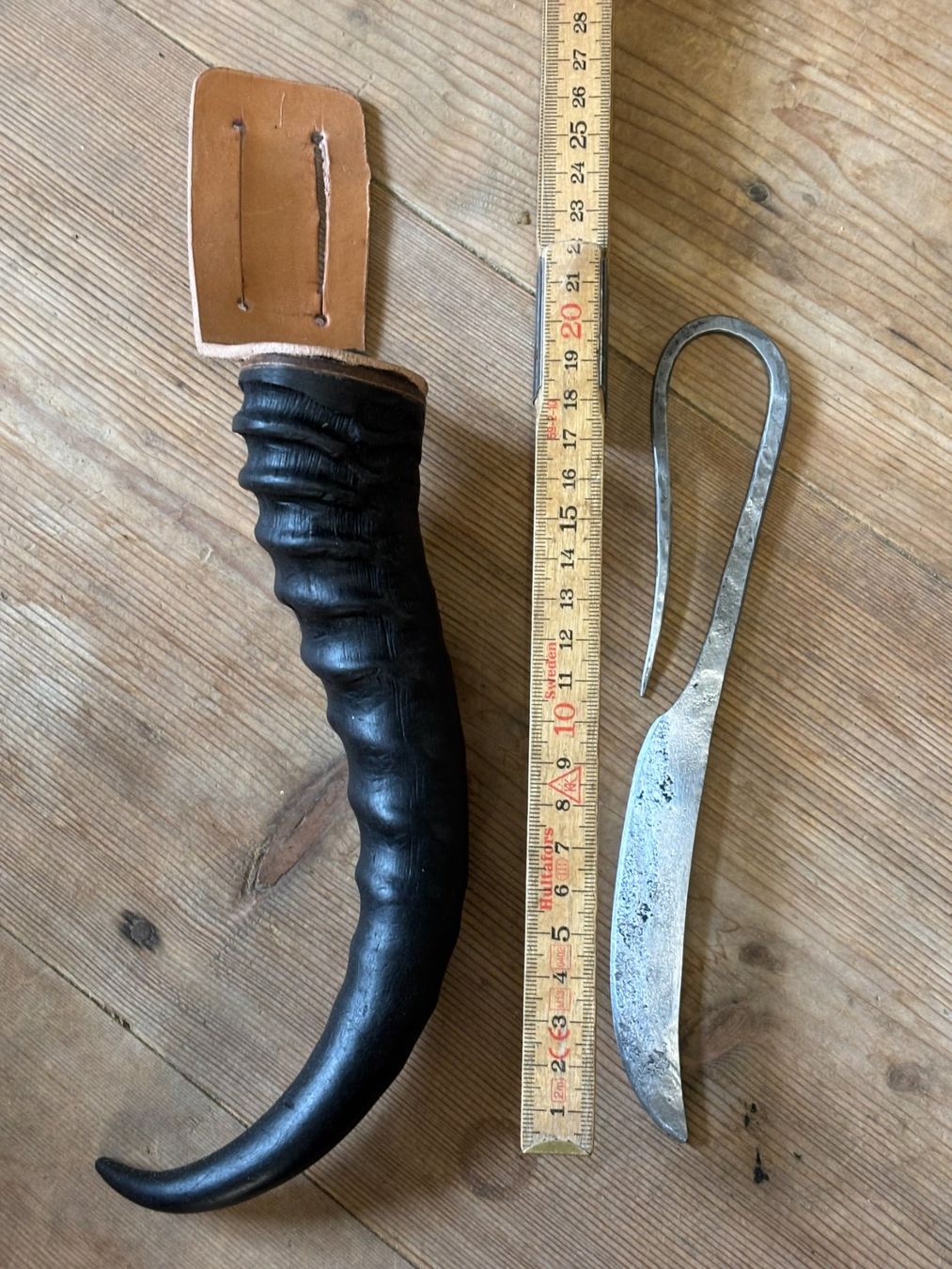 Posate: Wunderschön geschmiedetes Messer mit Horn-Scheide (Unikat) – Usato da Berneck venduto da danilo5561 2