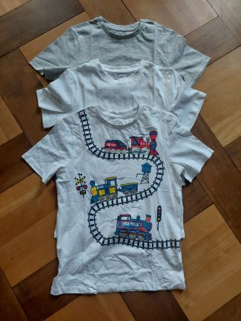 C&A T-Shirt-3-er-Set Eisenbahn Grösse 134
