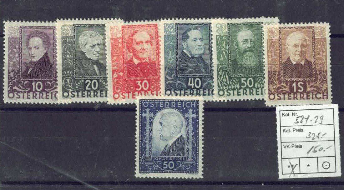 Tutti i francobolli: Oesterreich,  Kat Nr.  524-29,  ** – Usato da untervaz venduto da Wingert