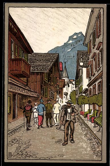Ansichtskarten: Engelberg, In der Dorfstrasse – Gebraucht aus Berlin von bartko-reher