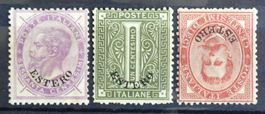 LEVANTE: 3 francobolli */(*) degli anni 1874–1881
