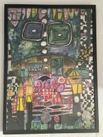 Kunstbild Hundertwasser König der Antipoden gerahmt 52x72 cm