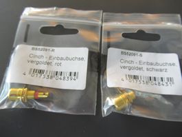 2 Stk. Cinch - Einbaubuchse, vergoldet