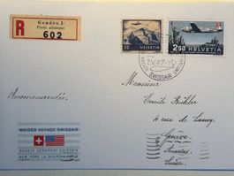 ✈️ Erstflug Genf 👉 New York 1947 Originalzeitung +Faksimile