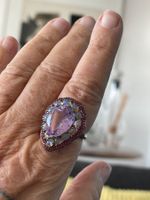 📍UNIKAT! Rose de France, Opals & Red Sapphires 925SS Ring