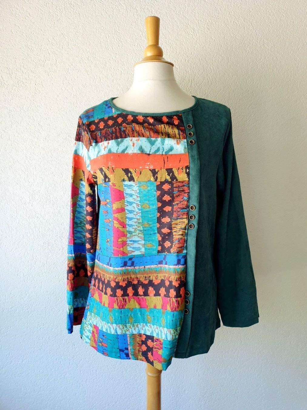 Maglioni & Felpe: PULLI PULLOVER PETROL UND BUNT M 38 VINTAGE STYLE CORDSTOFF – Nuovo (secondo la descrizione) da Elsau venduto da the-colorful-side 3
