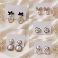 Set 5 paia orecchini perle eleganti coquette vintage