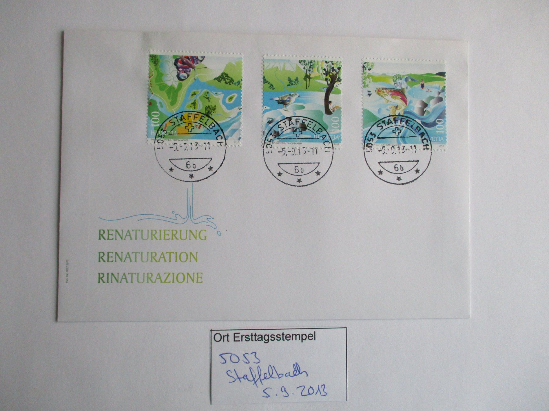 Alle Briefmarken: Brief mit Ort Ersttagsstempel 5053 Staffelbach – Gebraucht aus Langnau b. Reiden von Aktuell88