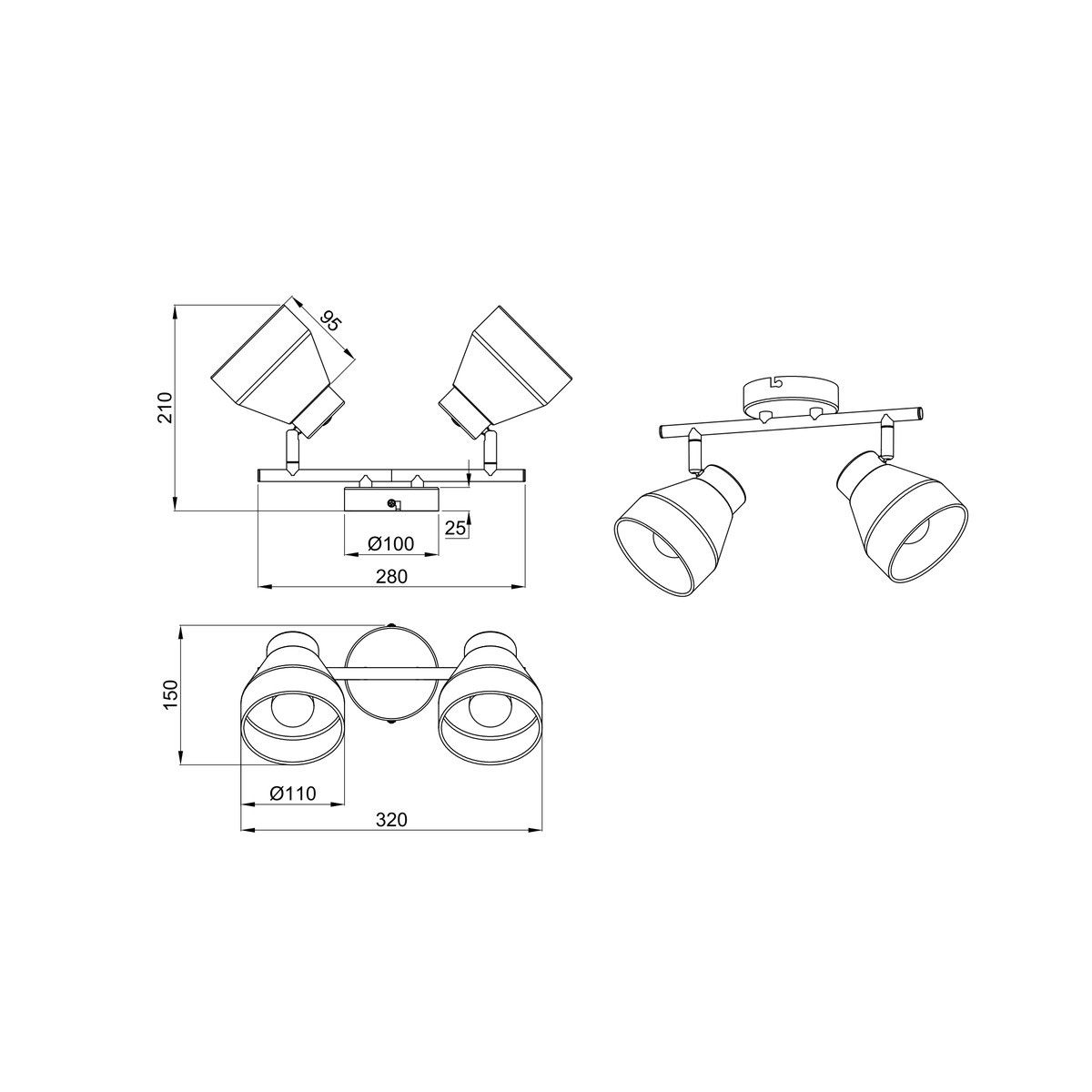 Lampade: Strahler, 2 Spots, 32cm x 15 cm – Nuovo (secondo la descrizione) da Kreuzlingen venduto da Smart-Light 4