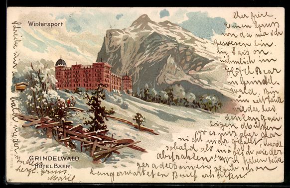 Cartoline postali: Winter-Lithographie Grindelwald, Blick z – Usato da Berlin venduto da bartko-reher