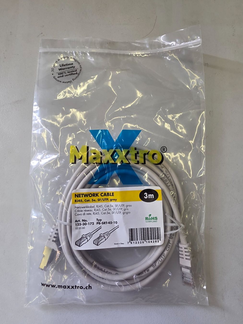 Cavi: Netzwerkkabel Maxxtro Cat.5e 3m grau gebraucht – Nuovo e nell'imballaggio originale da St. Antönien venduto da easy_seller
