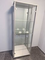 Glasvitrine / Vitrinenschrank grau mit Glasböden 2 Stück
