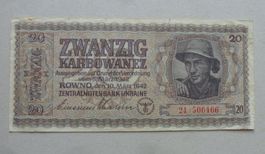 Ukraine ++ 20 Karbowanez 10. März 1942