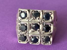 Pompöser Silberring Black nine  (58)