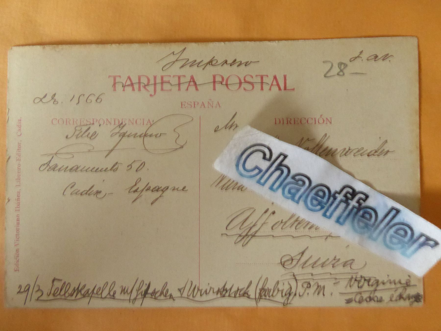 Cartoline postali: Cadiz. - Extramuros " Victoria " – Usato da Zürich venduto da Chaeffeler 1