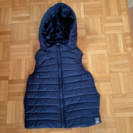 Daunen-Gilet mit Kapuze, Gr. 128, dunkelblau