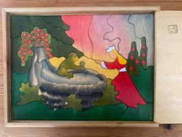 Antikes Holzpuzzle Froschkönig von Decor 40er Jahre