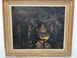 Wunderschön Motiv Soldaten Ölgemälde. Monog, O. S