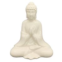 Buddha Figur Porzellan weiss, H 21 cm