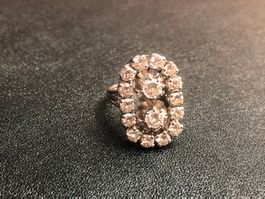 Vintage Damenring mit Diamanten aus 18 Kt. Weissgold Au 750