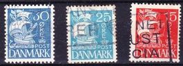 3 Timbres anciens - Danemark - 1927 - Obl.