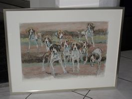 Fritz Hug Lithographie Hundemeute hs.hn.