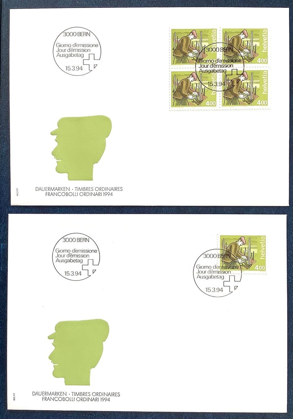 Tutti i francobolli: 1994 Mensch und Beruf FDC 4er - Einzel - Winzer – Nuovo (secondo la descrizione) da Liestal venduto da Skunk02