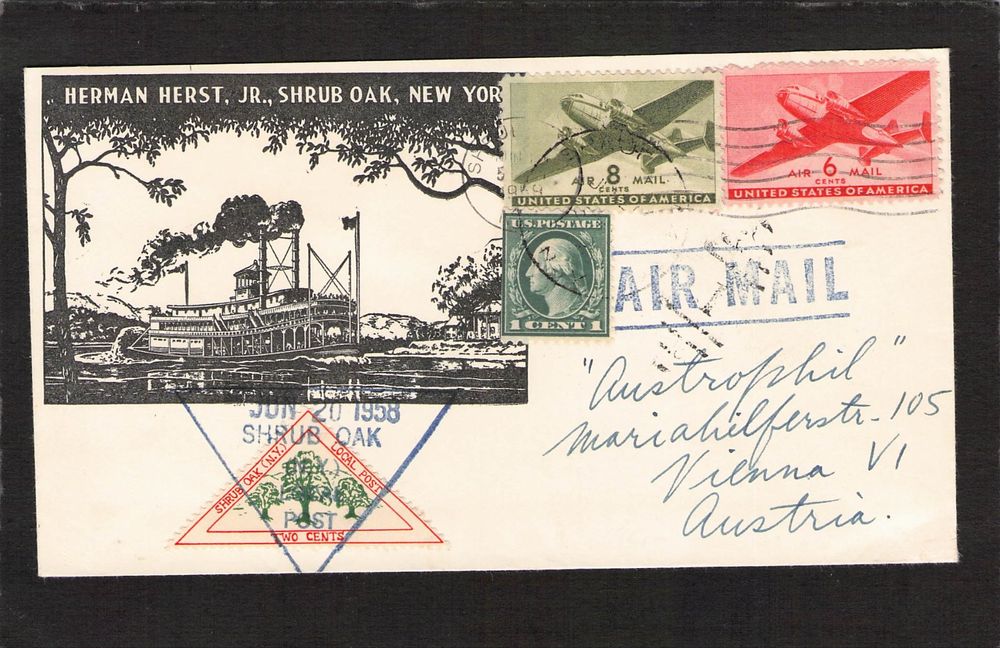 Flugbrief USA Wien , Juni 20 1958 SHRUB OAK POST ! Kaufen auf Ricardo