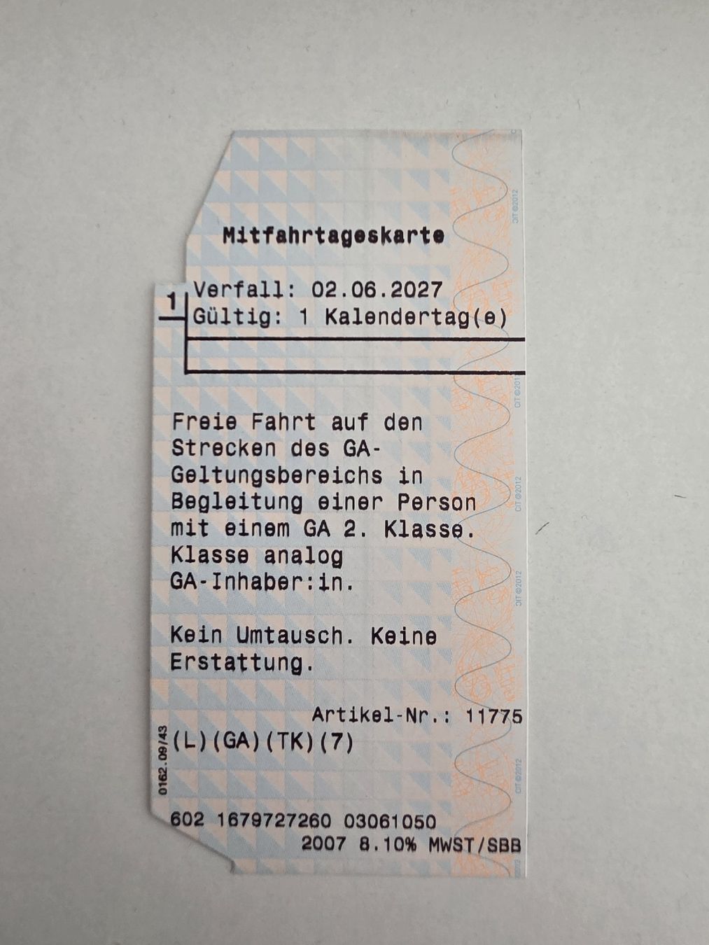 Billets: Mitfahrtageskarte  – Neuf (Voir description) à Twann par kev_b6tb