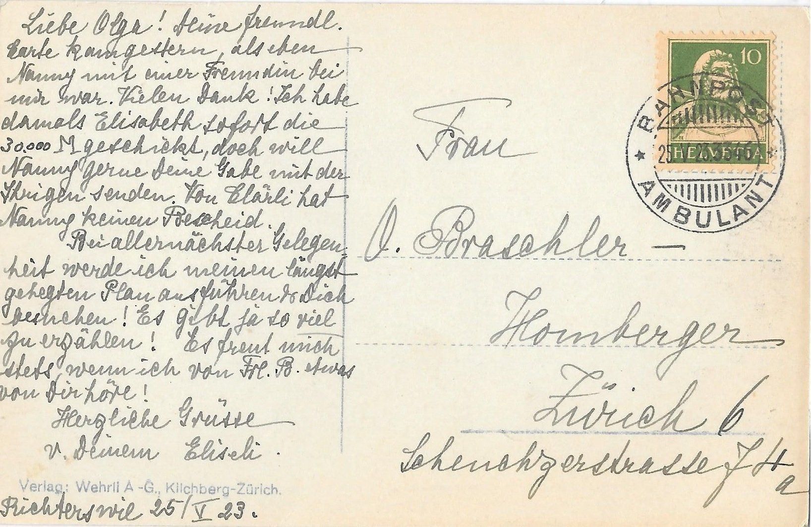Cartoline postali: Richterswil Teilansicht mit Kirche – Usato da Olten venduto da clotaldi 1